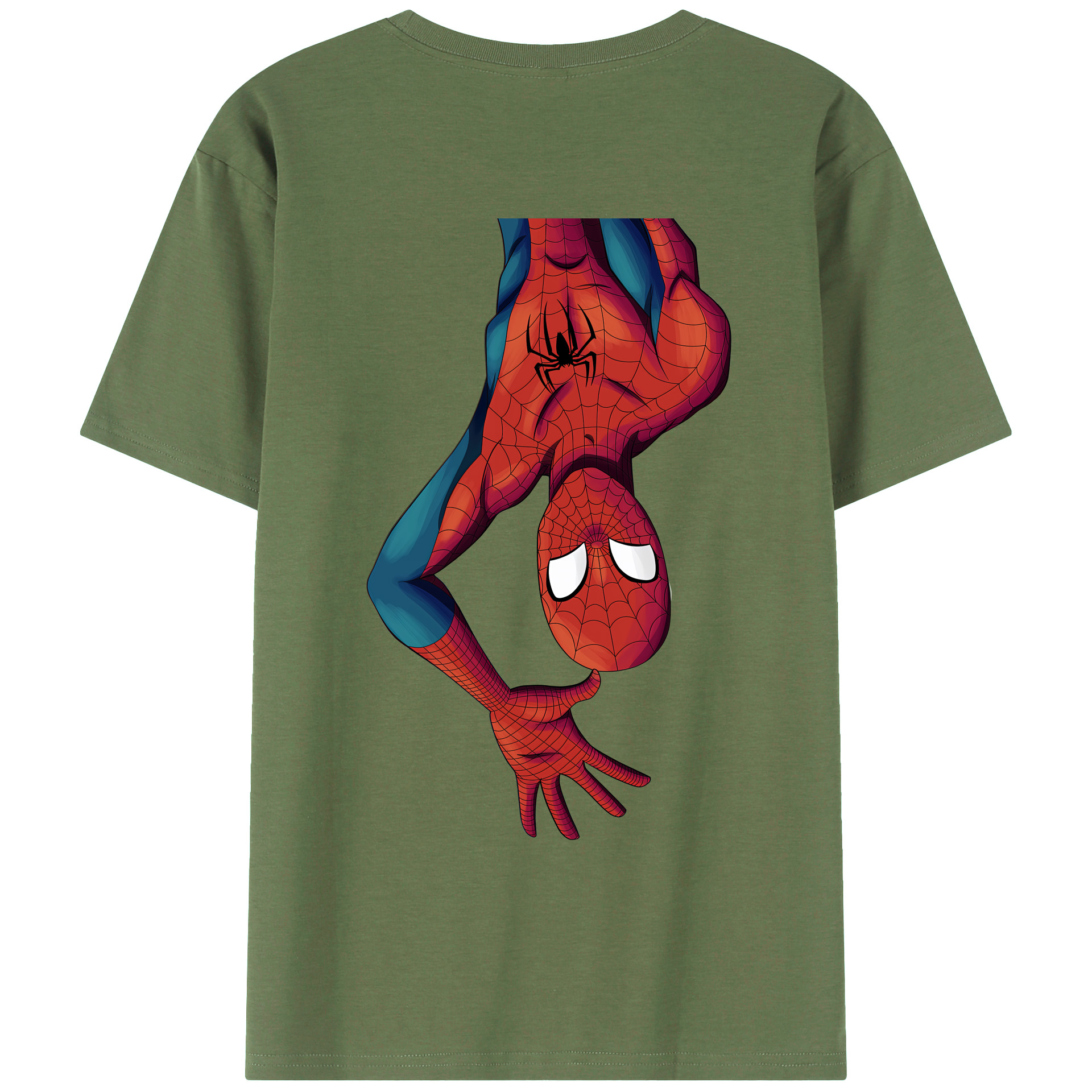 （画像用） Spider Man スパイダーマン 綿100％ メンズ半袖Tシャツ（バックプリント） 通気性